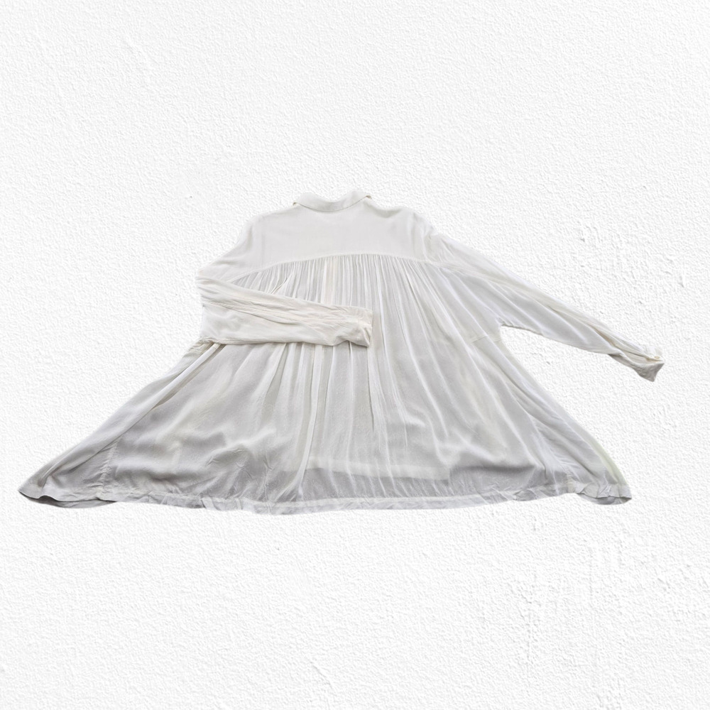 Free People Ivory Textured Babydoll Tunic Blouse Oversized Top Size Small Petite - Picture 14 of 14